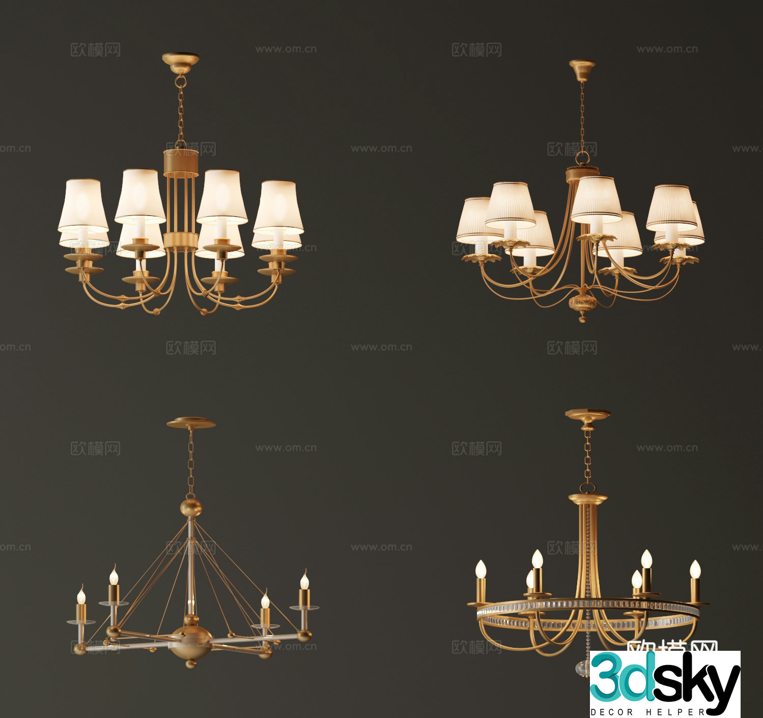 American chandelier decorative lamp 3d model