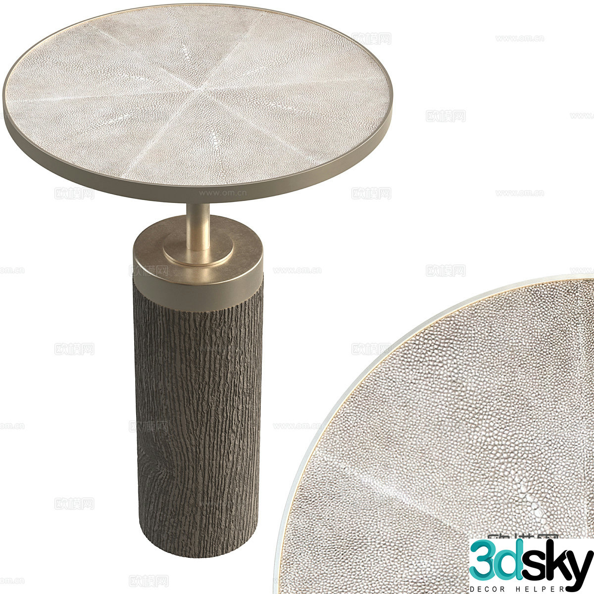 New Chinese style light luxury round edge 3D model