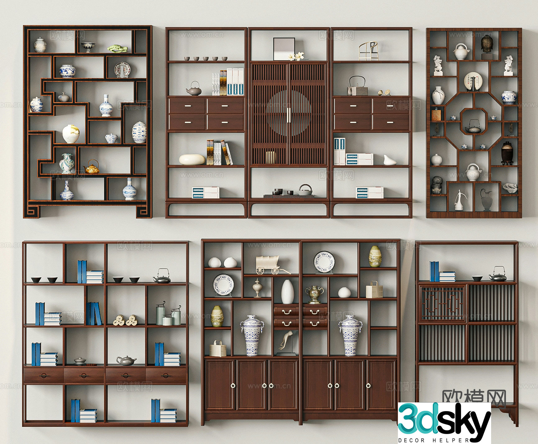 New Chinese style 3D model of Bo Gu shelf