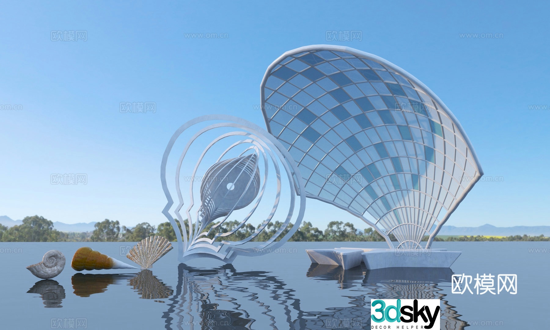 Modern minimalist sculpture sketch 3d model