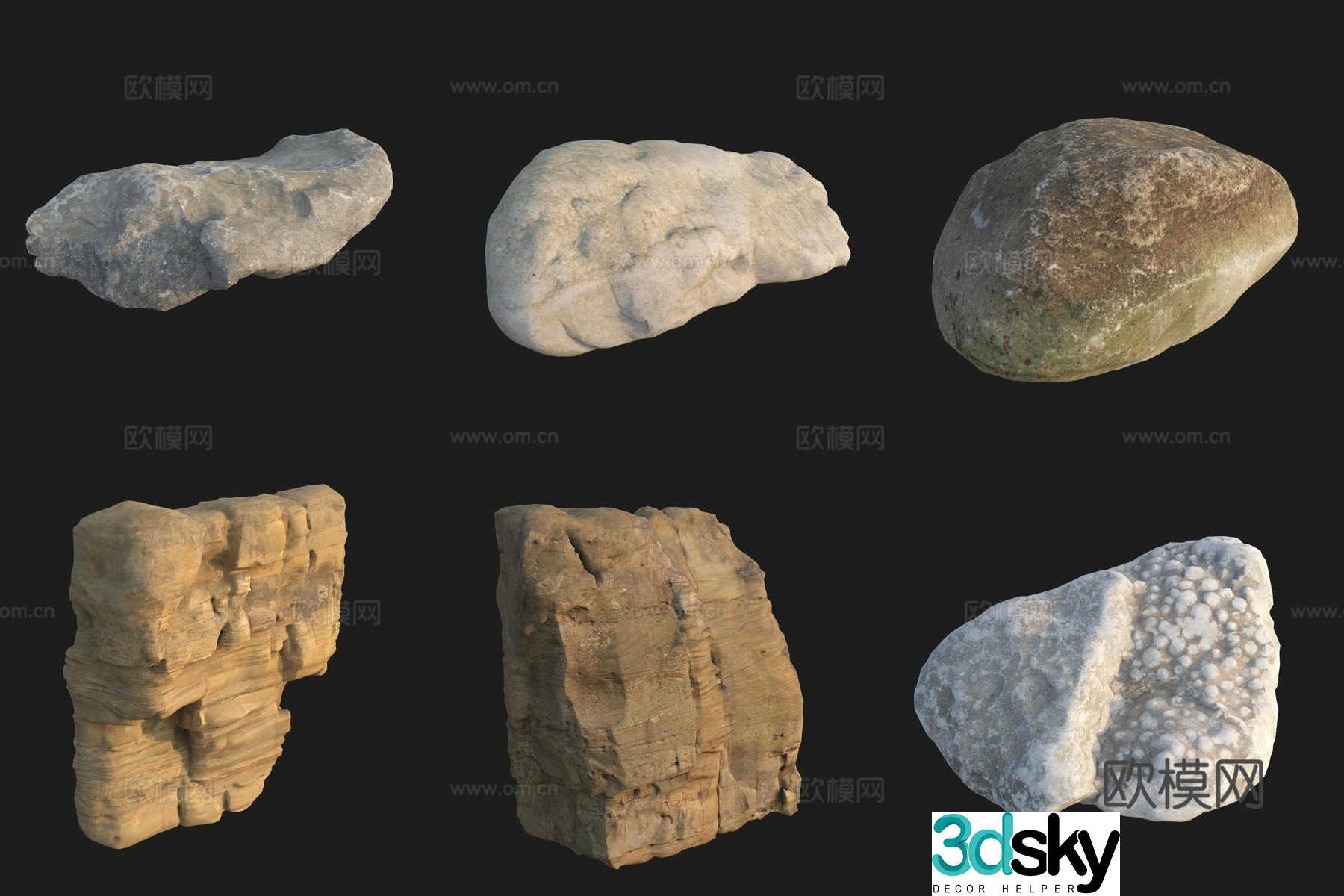 Beach beach stone rock 3d model