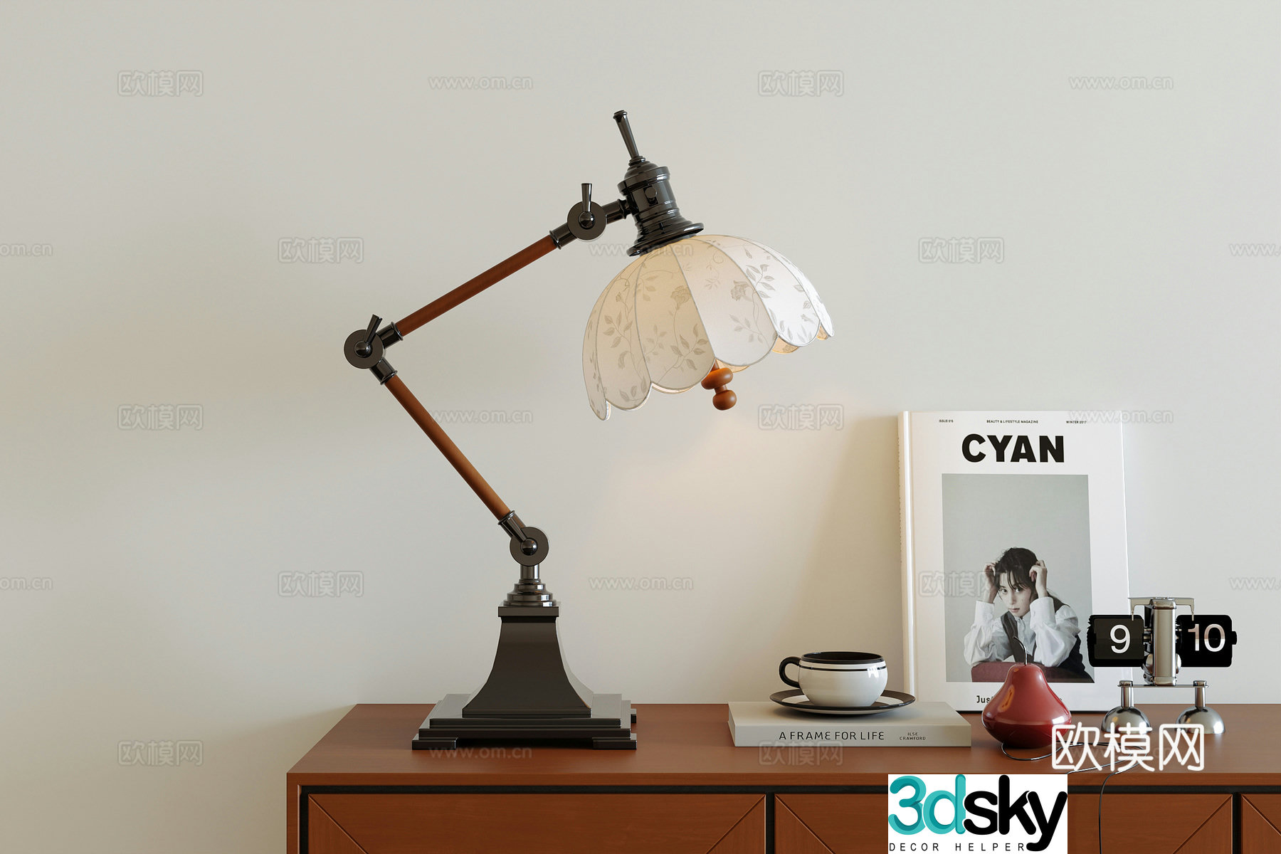 French medieval style table lamp decorative ornaments retro style table lamp 3d model