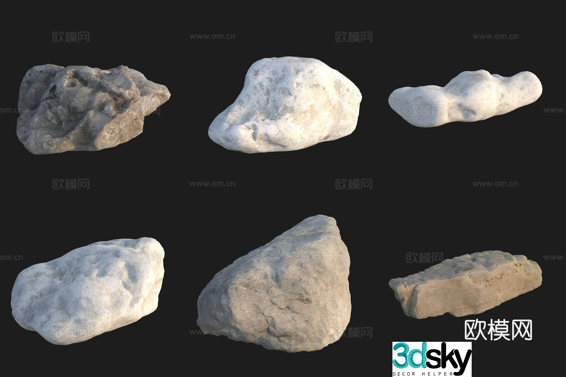 Beach beach stone rock 3d model
