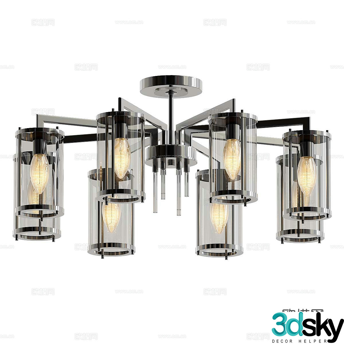 Modern simple chandelier chandelier simple chandelier glass chandelier restaurant chandelier 3d model