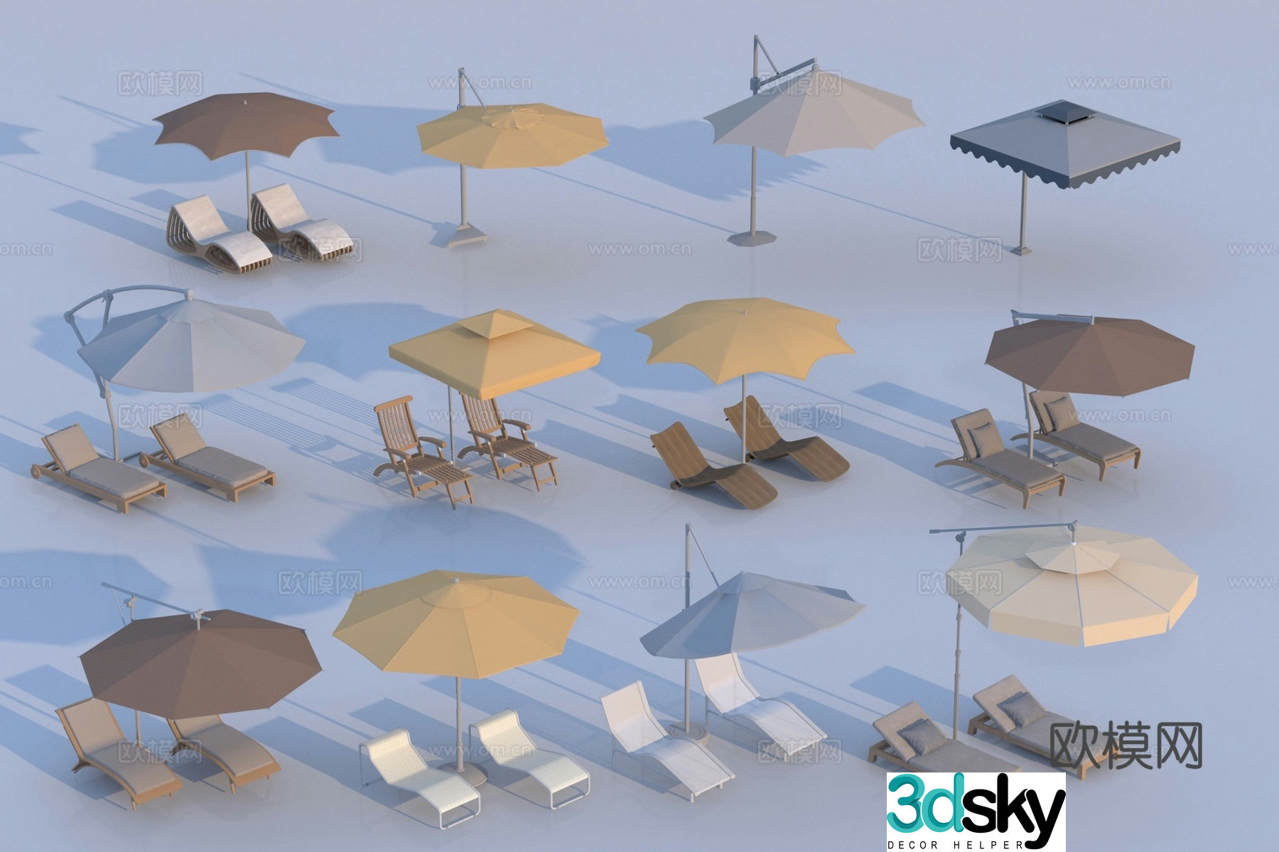 Modern outdoor parasols Outdoor parasols Sun parasols Folding umbrella 3D model
