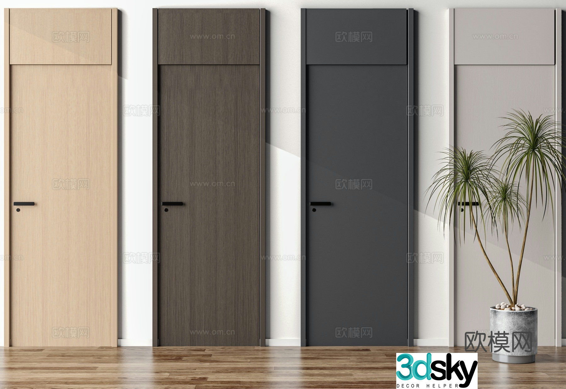 Modern bedroom door 3d model