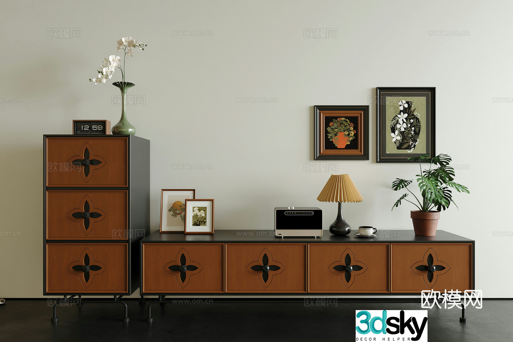 Middle-aged TV cabinet 3D model
