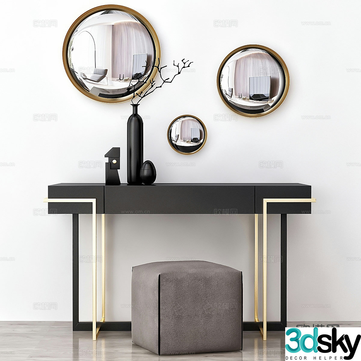3D model of stool on the end view