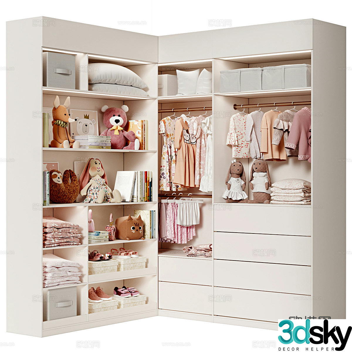 Modern children’s wardrobe 3d model
