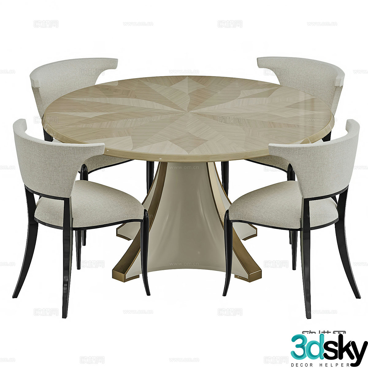 New Chinese style Caracole round dining table and chair 3D model
