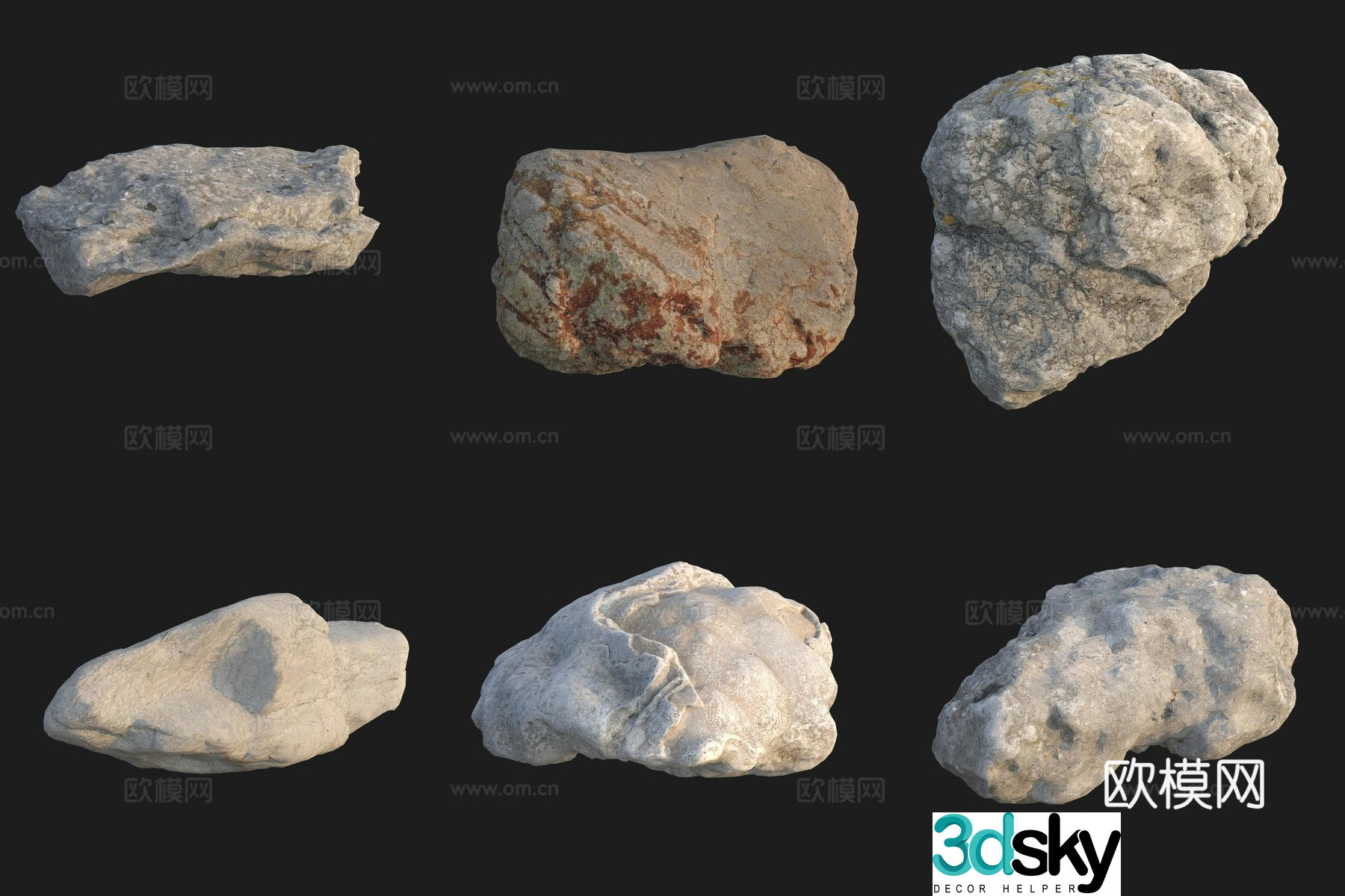 Beach beach stone rock 3d model
