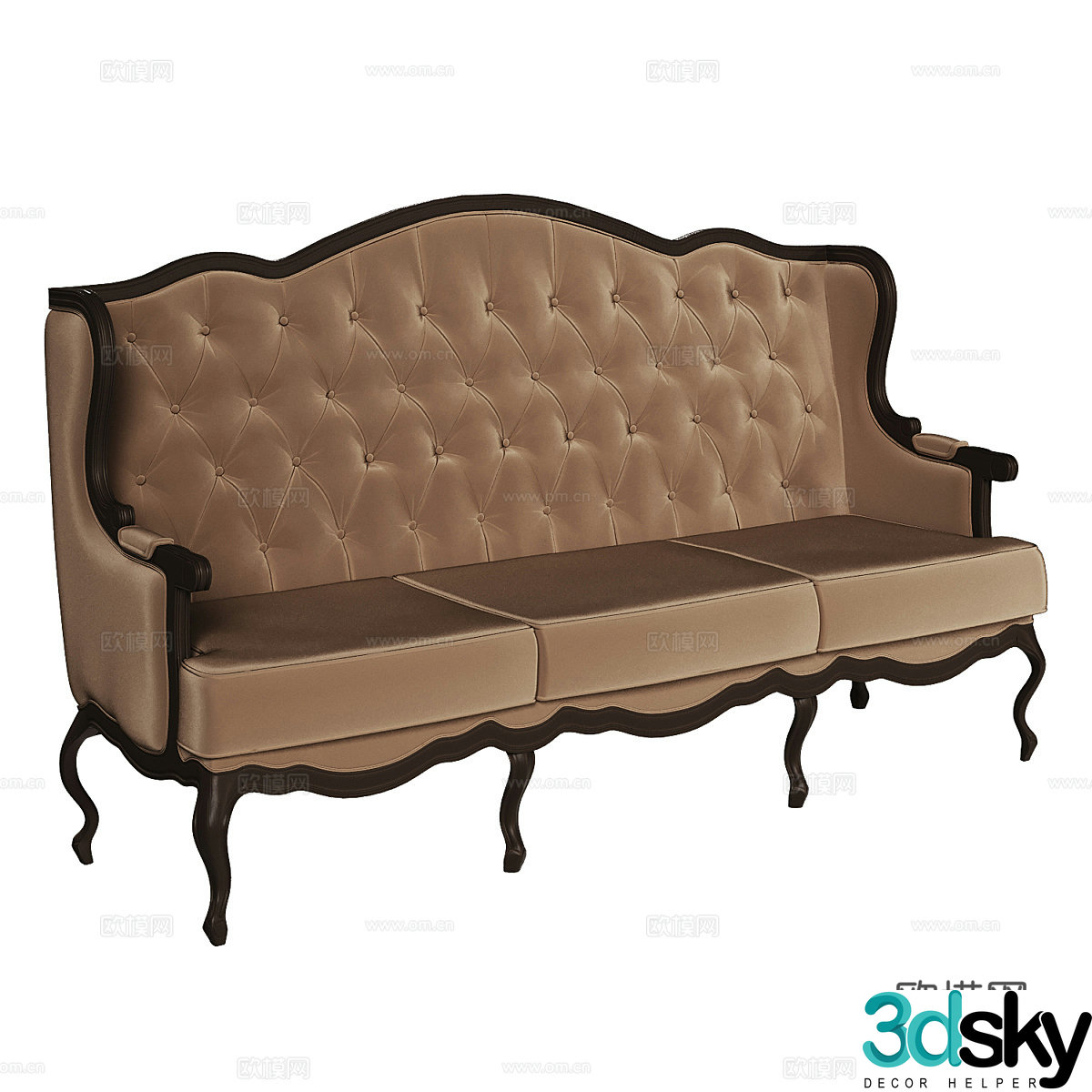 American simple double sofa double sofa simple double sofa living room sofa 3D model