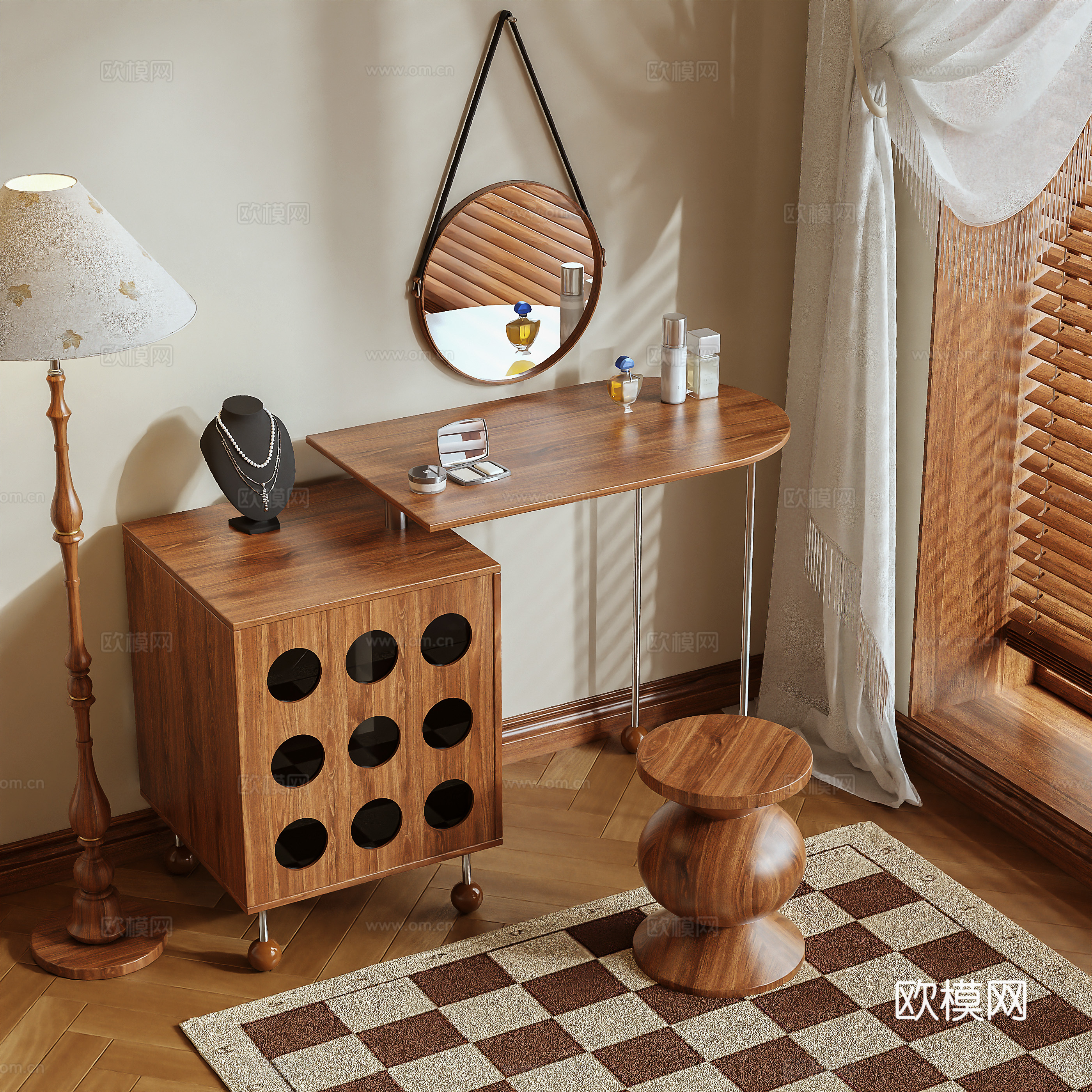 Log style dressing table 3d model
