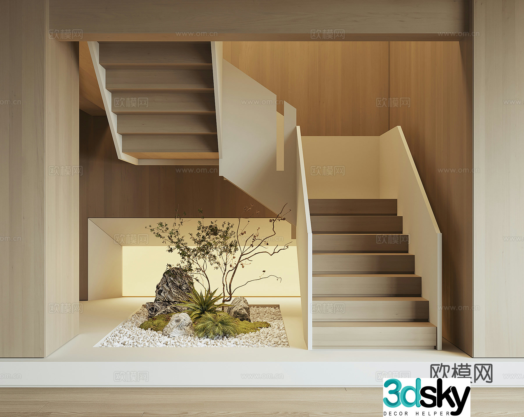 Modern home staircase 3d model