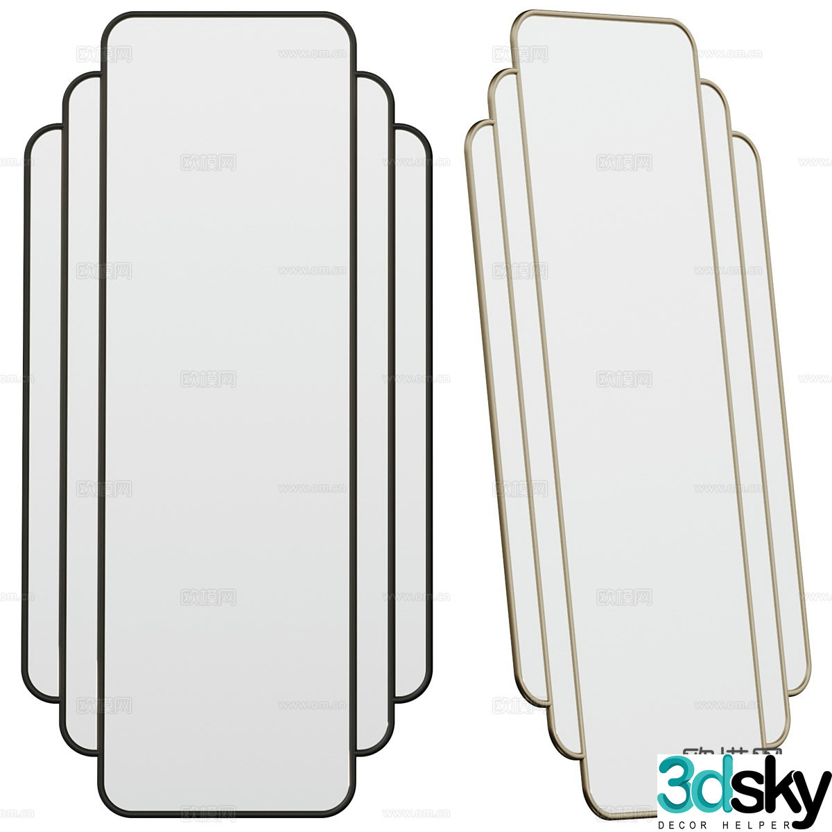 New Chinese style light luxury decorative mirror 3D model