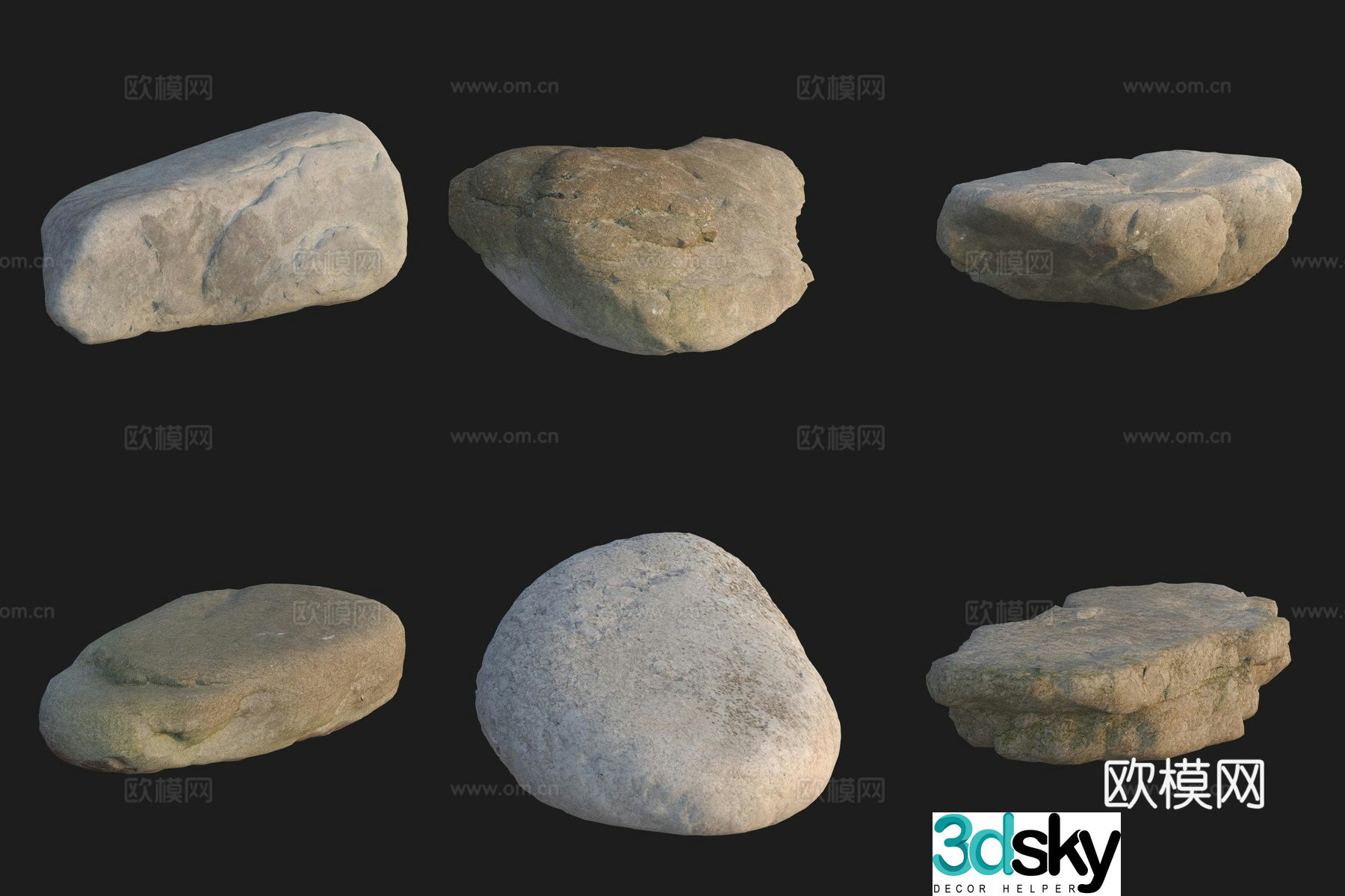 Beach beach stone rock 3d model