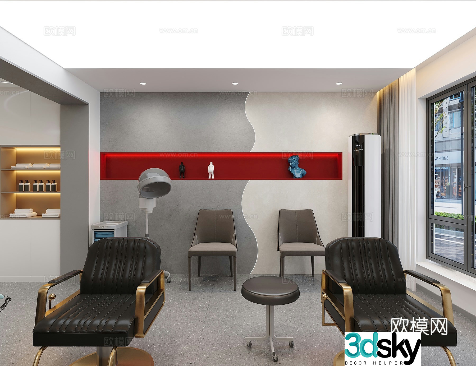 Modern hair salon 3d model