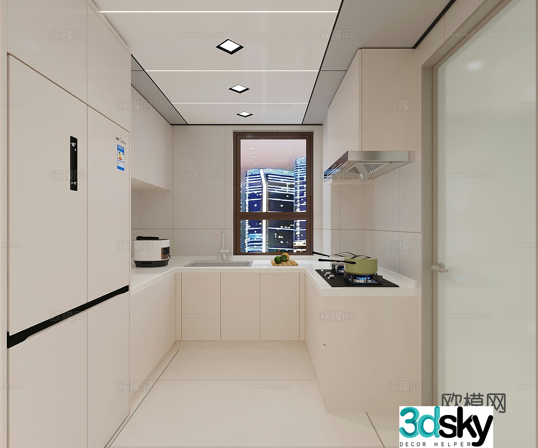 Creamy Honeycomb Large Board Kitchen 3D Model