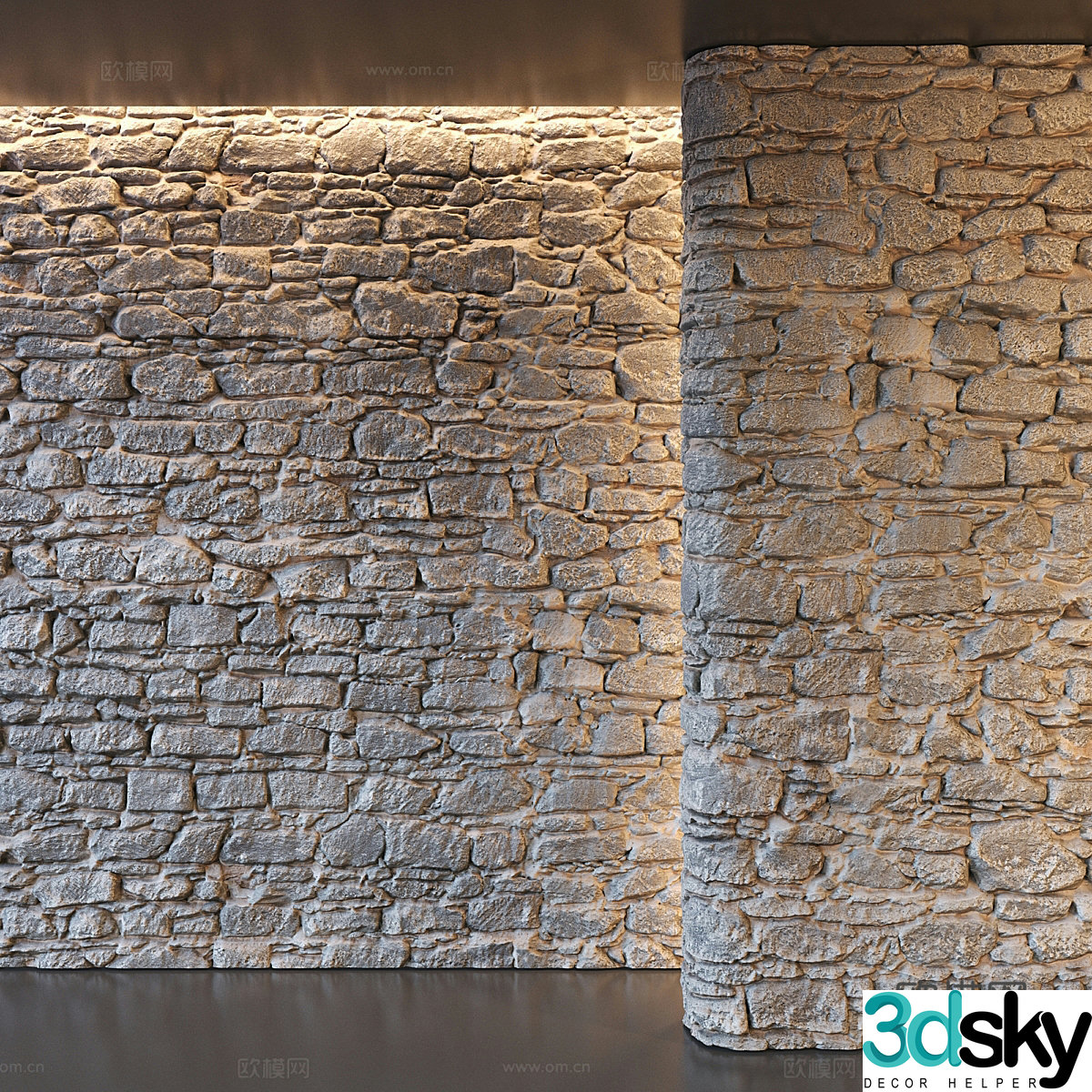 3D model of pebbles old wall