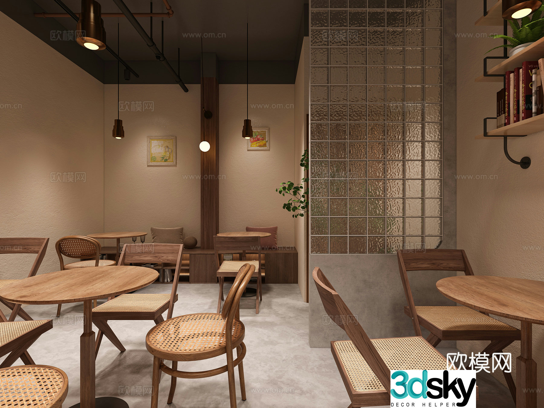 Modern American coffee shop 3d model