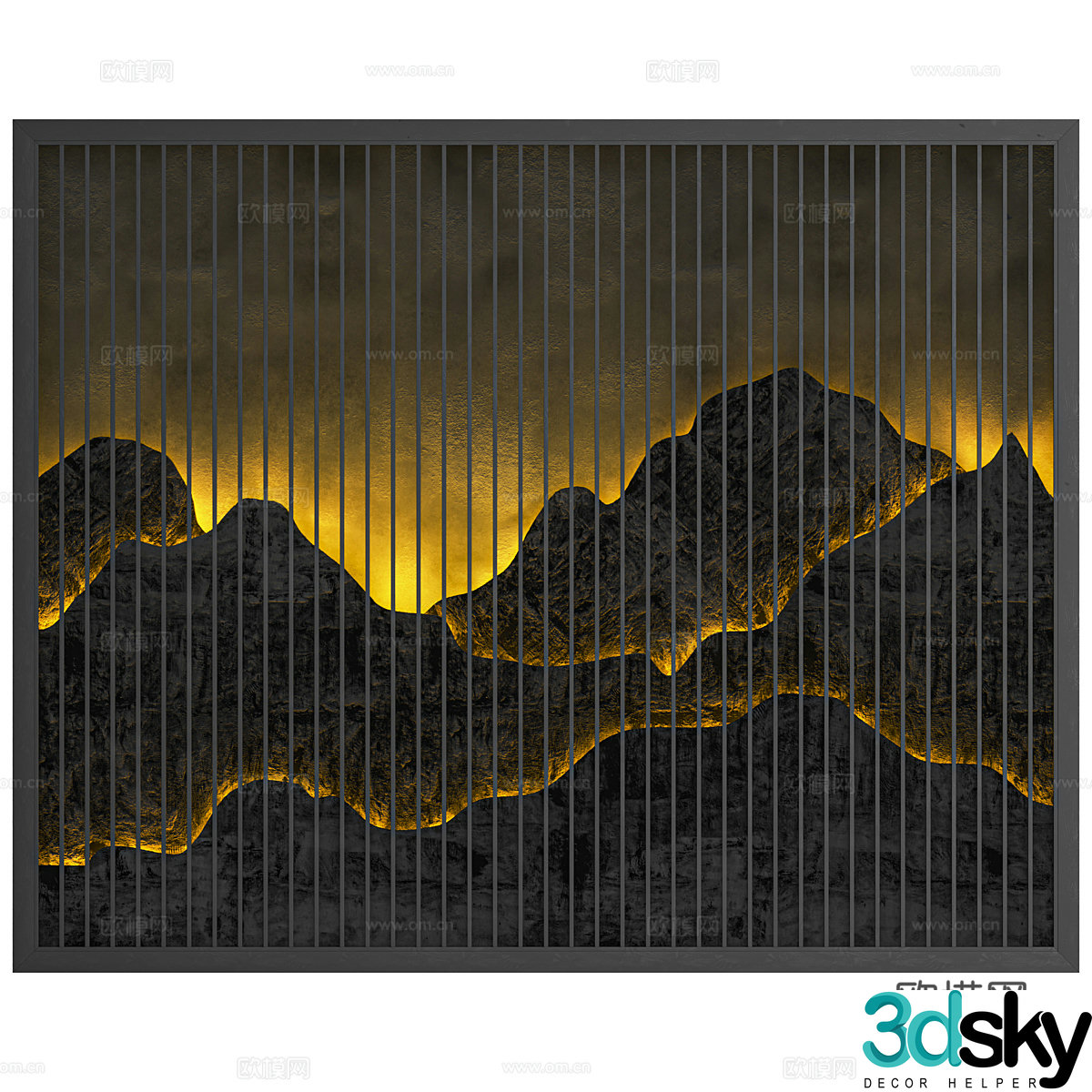 New Chinese style gable background wall 3d model