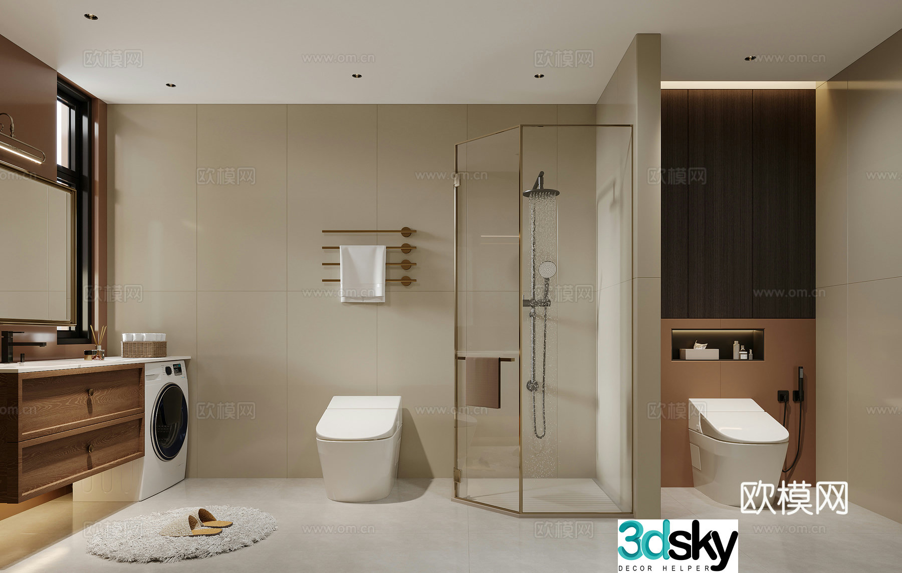 Modern minimalist bathroom 3d model