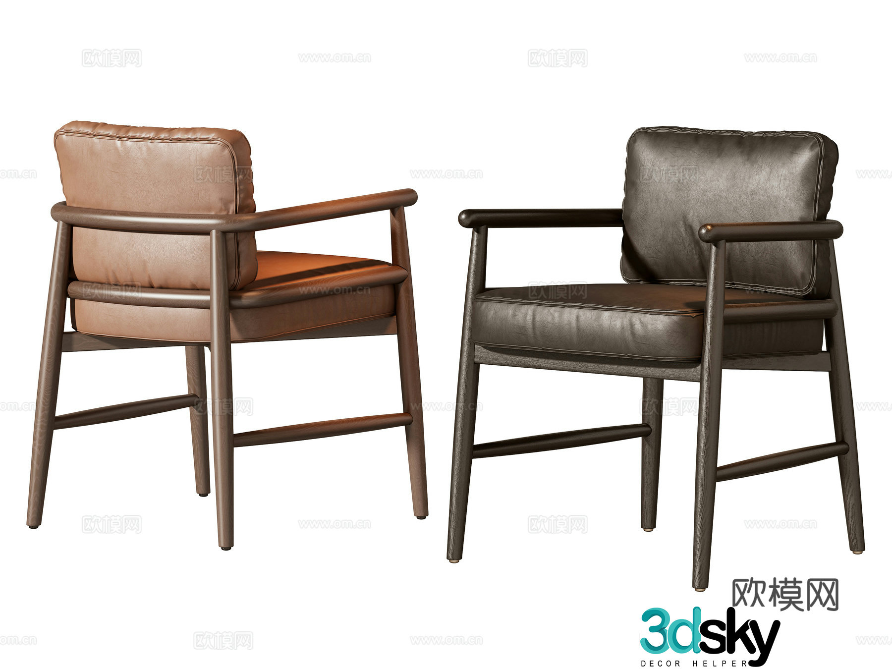 Modern single chair dining chair 3d model