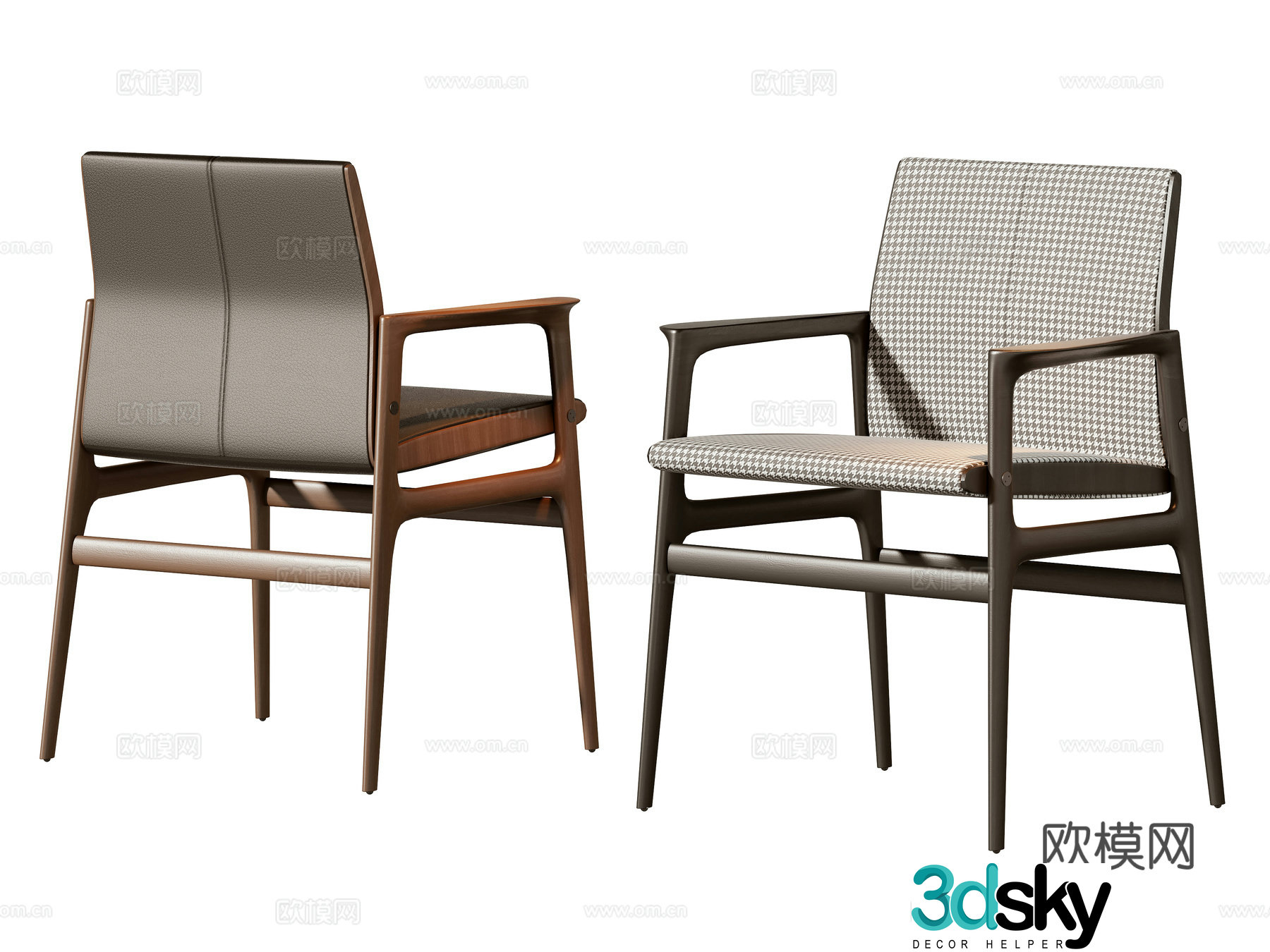 Modern single chair dining chair 3d model