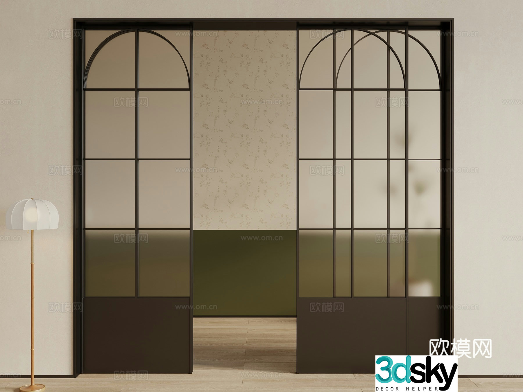French American sliding door 3D model