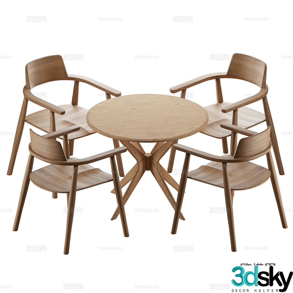 Round table and chair combination 3D model