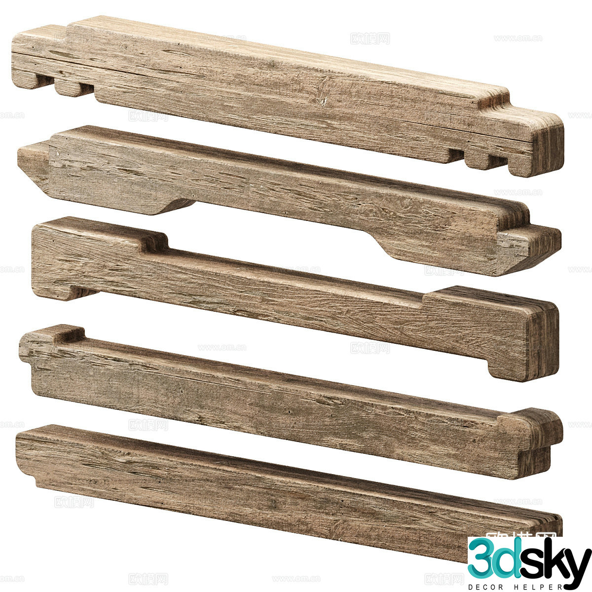 New Chinese wooden square wooden beam structure 3D model