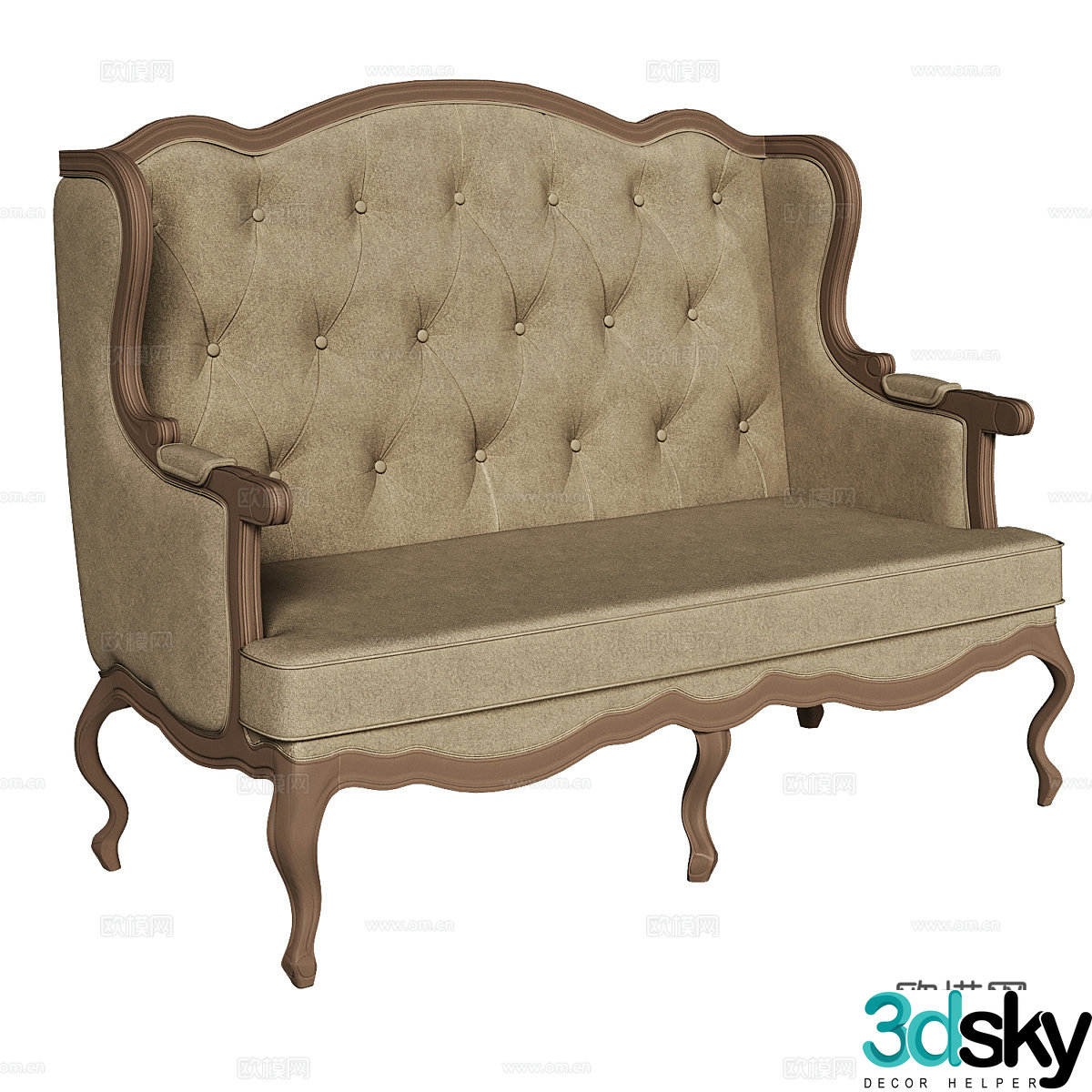 American simple double sofa double sofa simple double sofa living room sofa 3D model