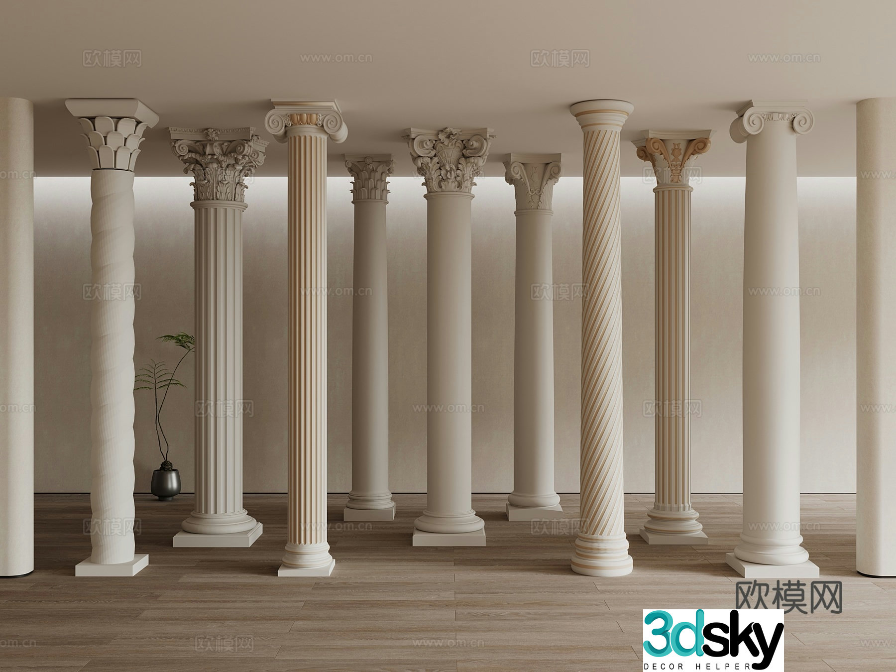 European column Roman column Simple European column Gypsum column 3D model