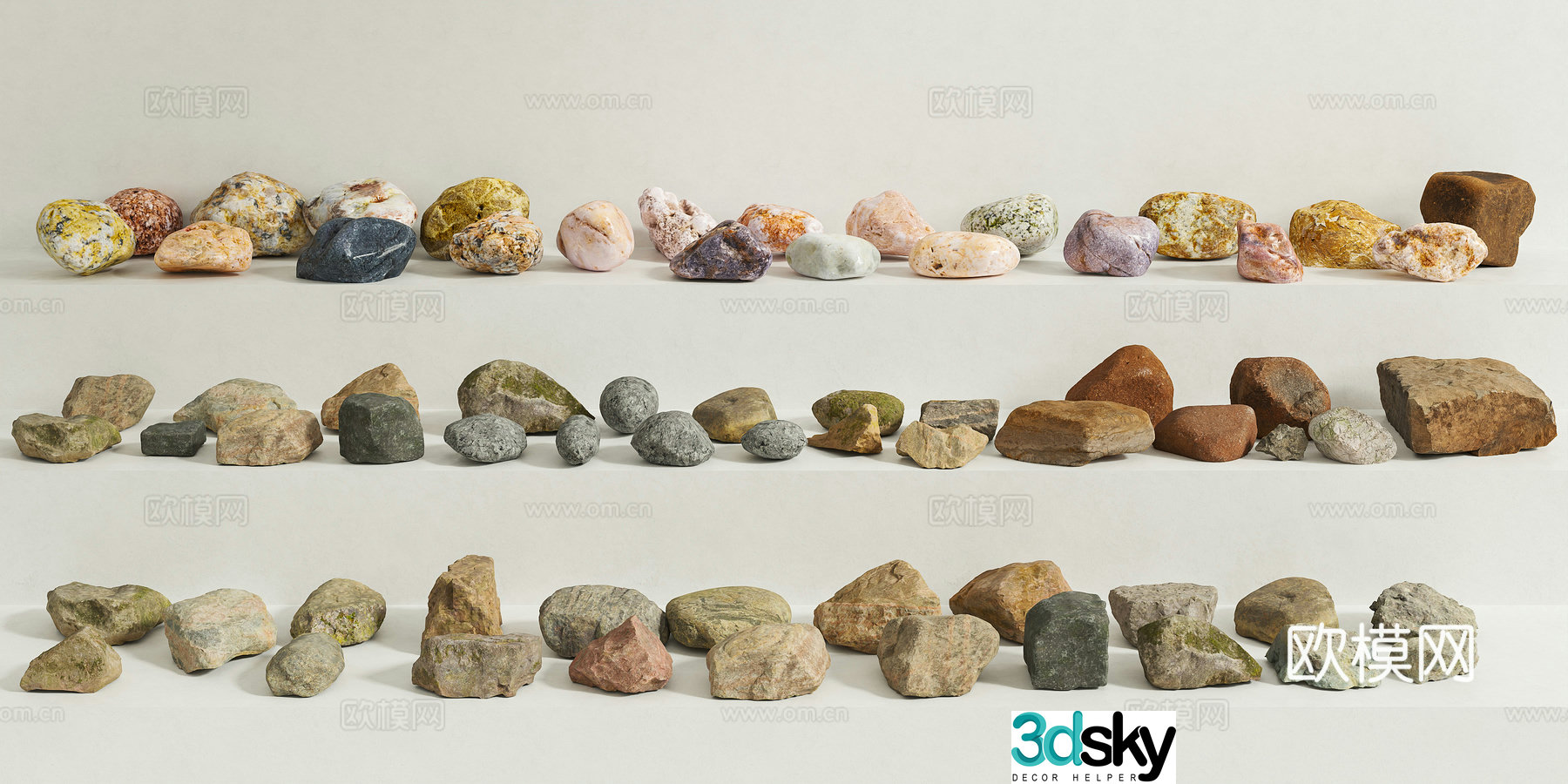 stone pebbles rock stone 3d model