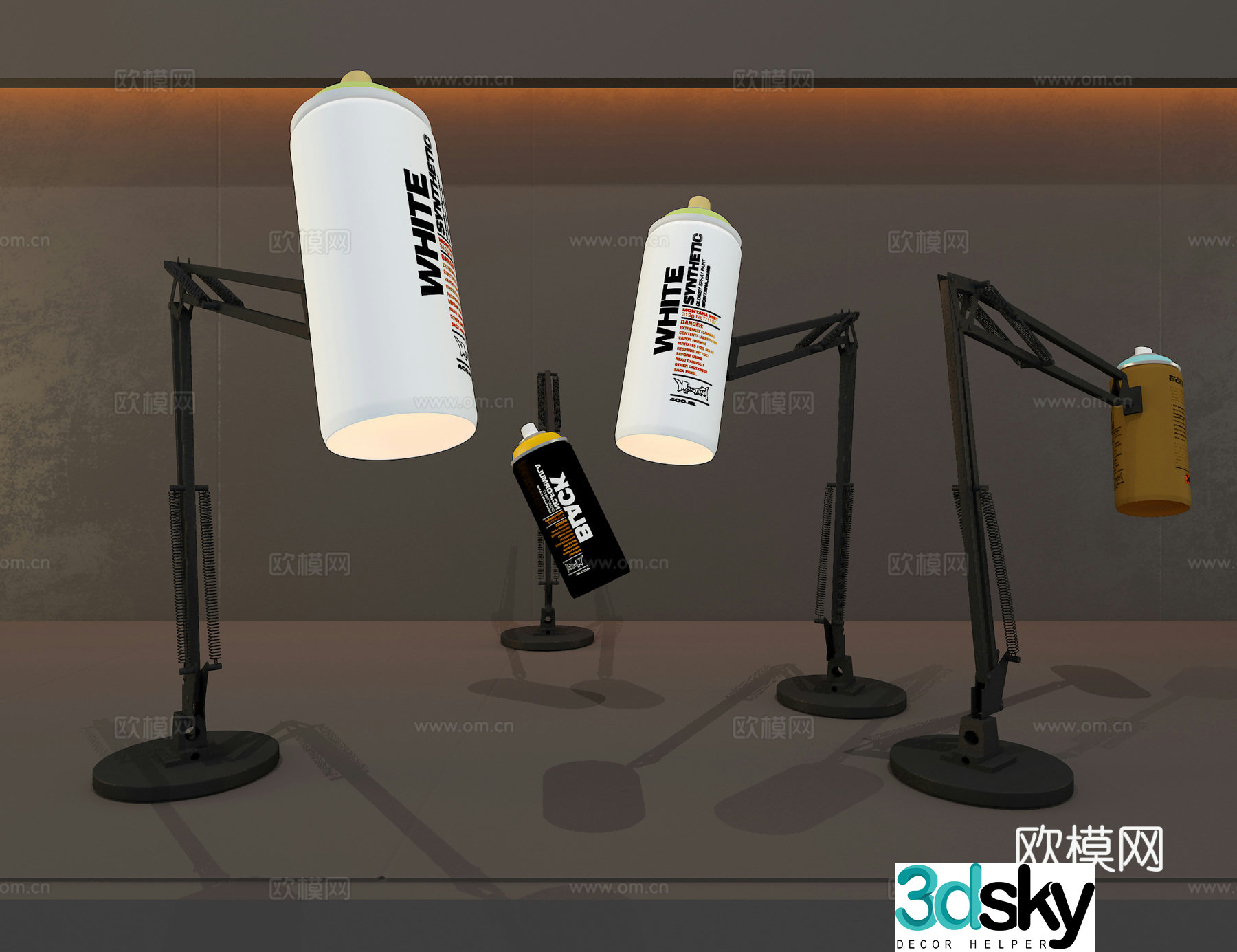Industrial wind lamp 3d model