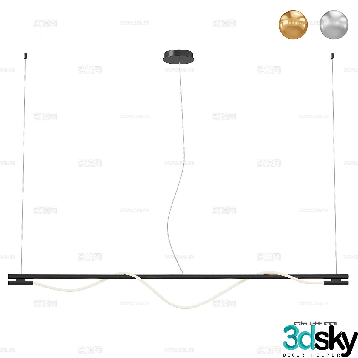 Modern Italian minimalist Tau chandelier 3d model