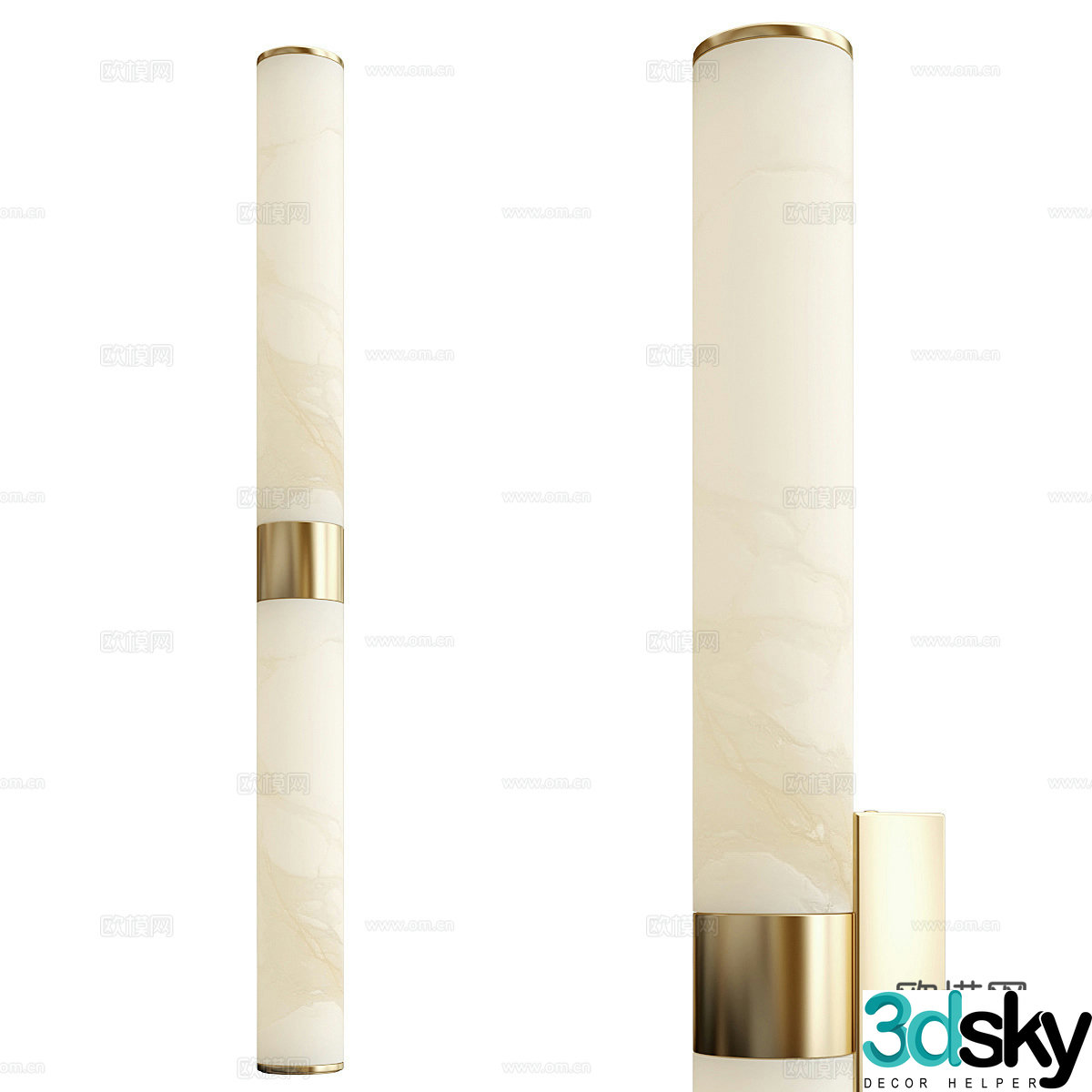 New Chinese Light Luxury Line Alaba Wall Light 3D Model