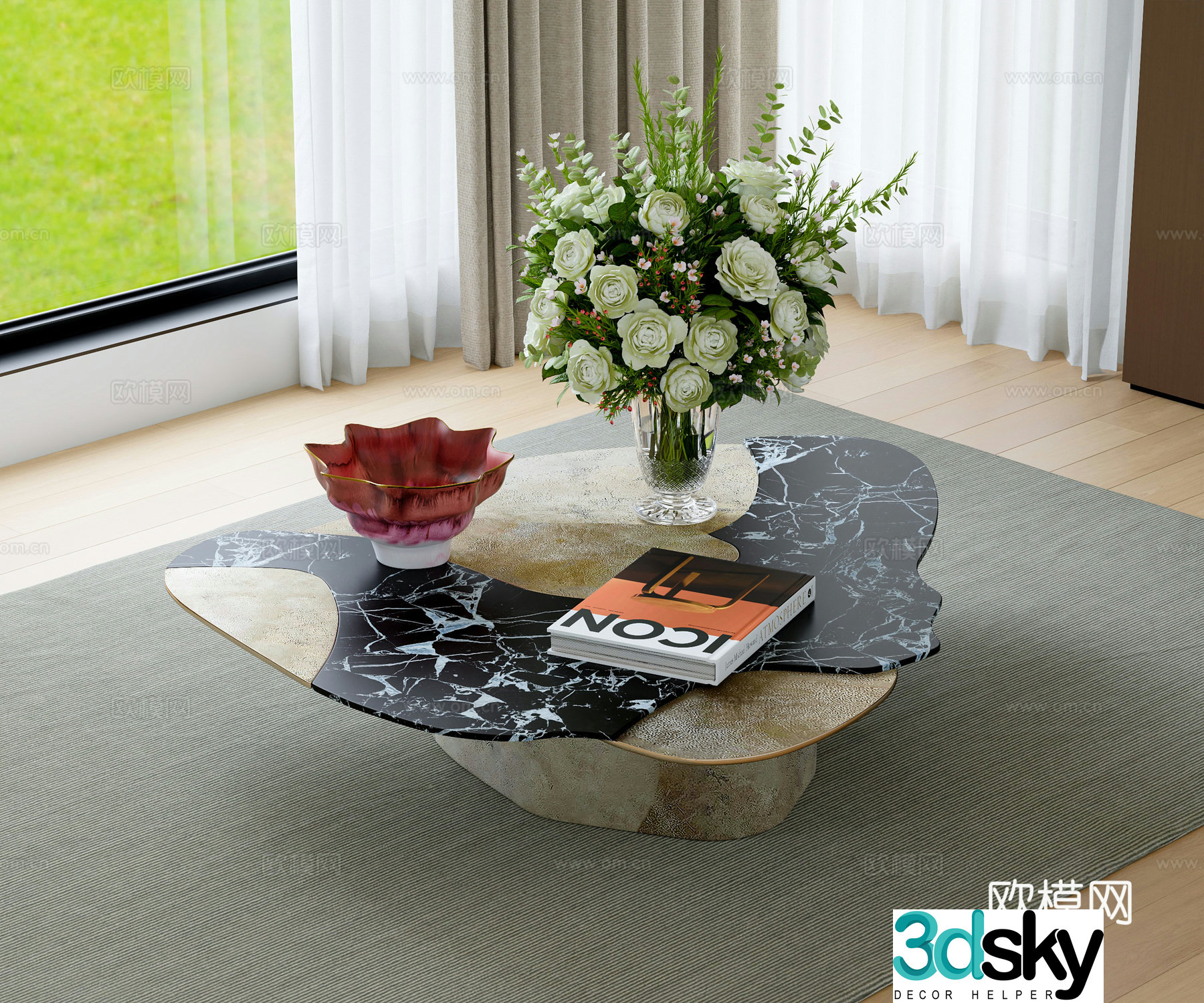 Modern marble coffee table 3d model