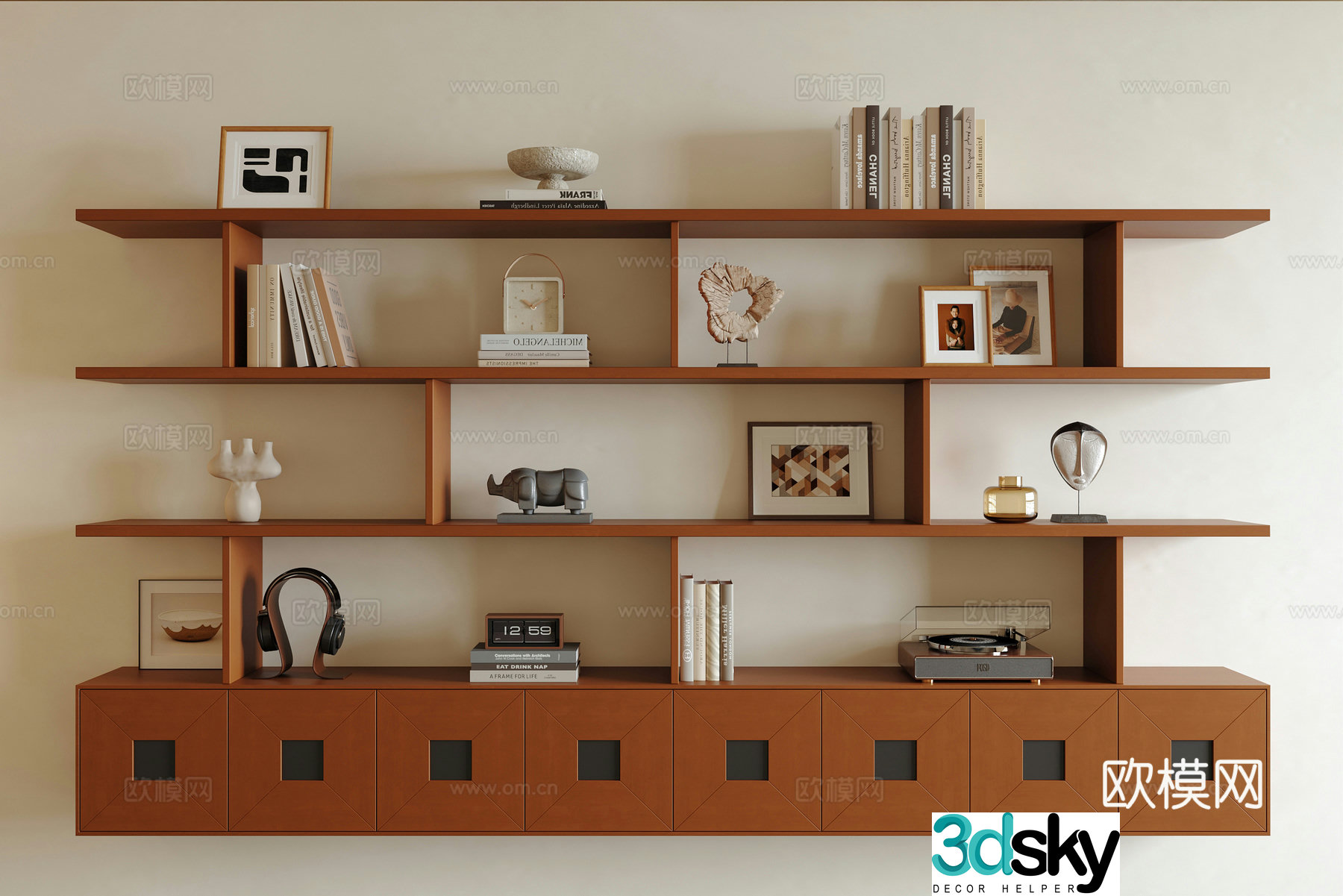 3D model of medieval style bookcase