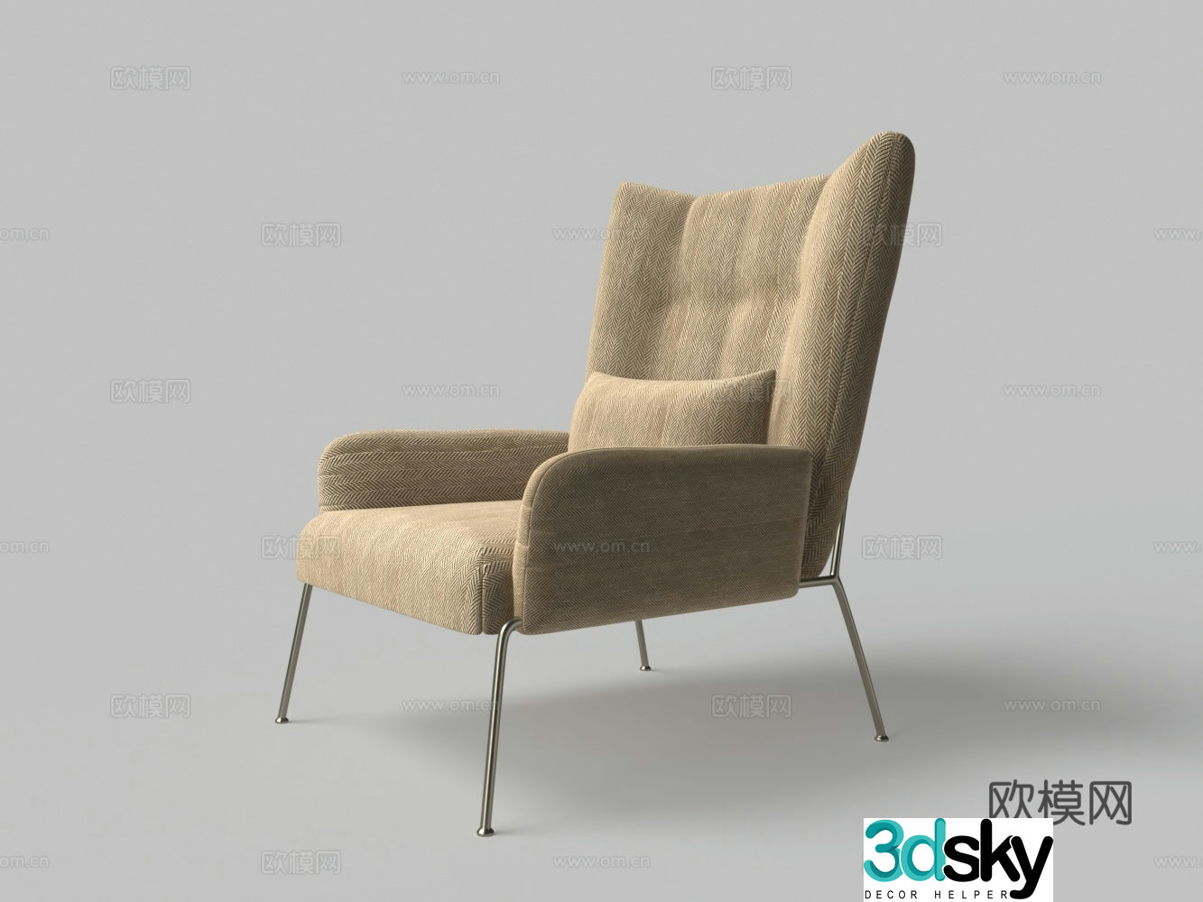 Modern fabric velvet leisure chair 3d model