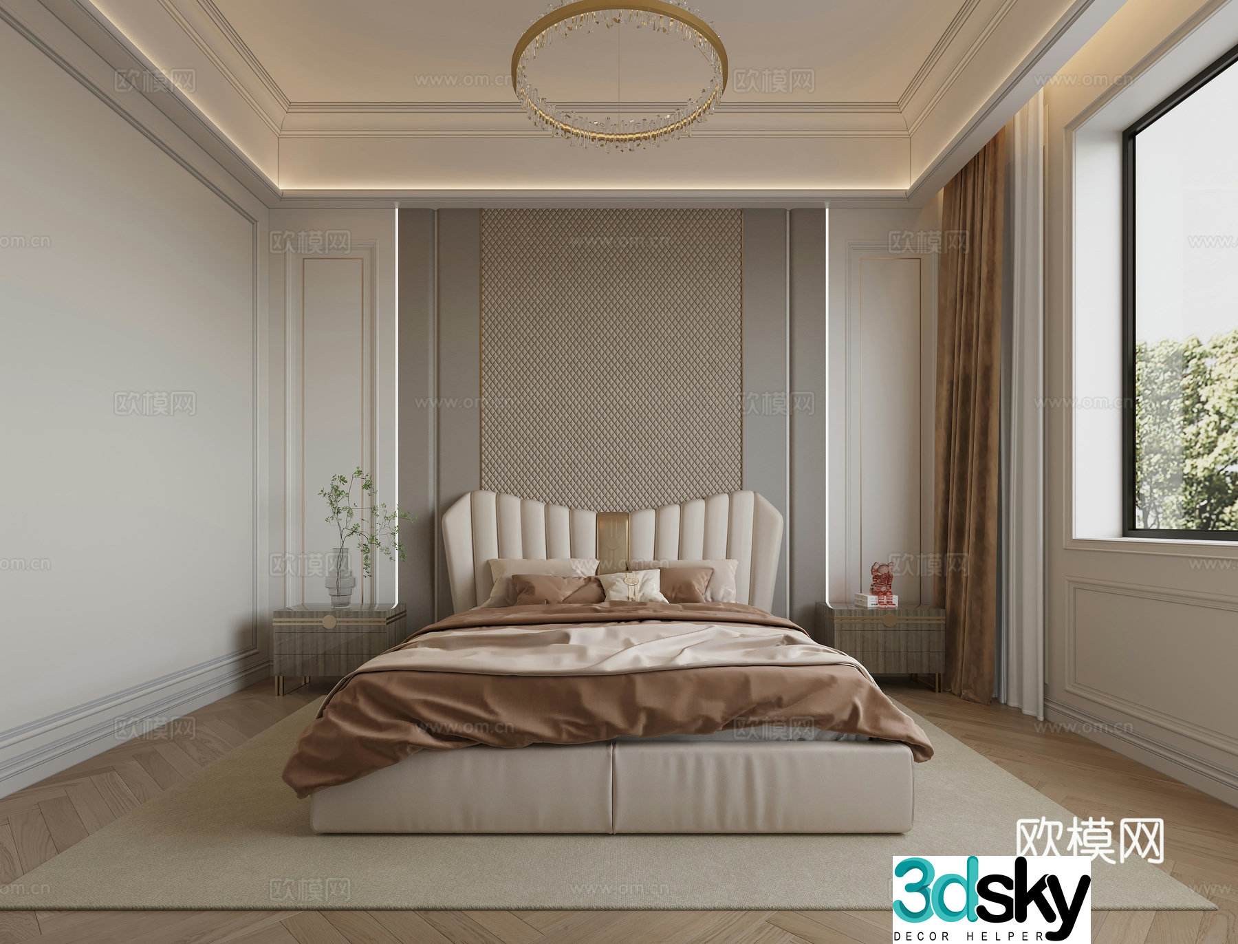 Simple European bedroom 3d model