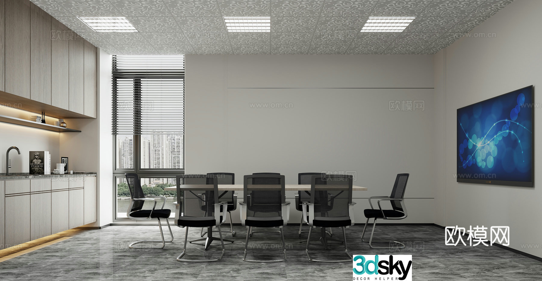 Modern minimalist conference room 3d model