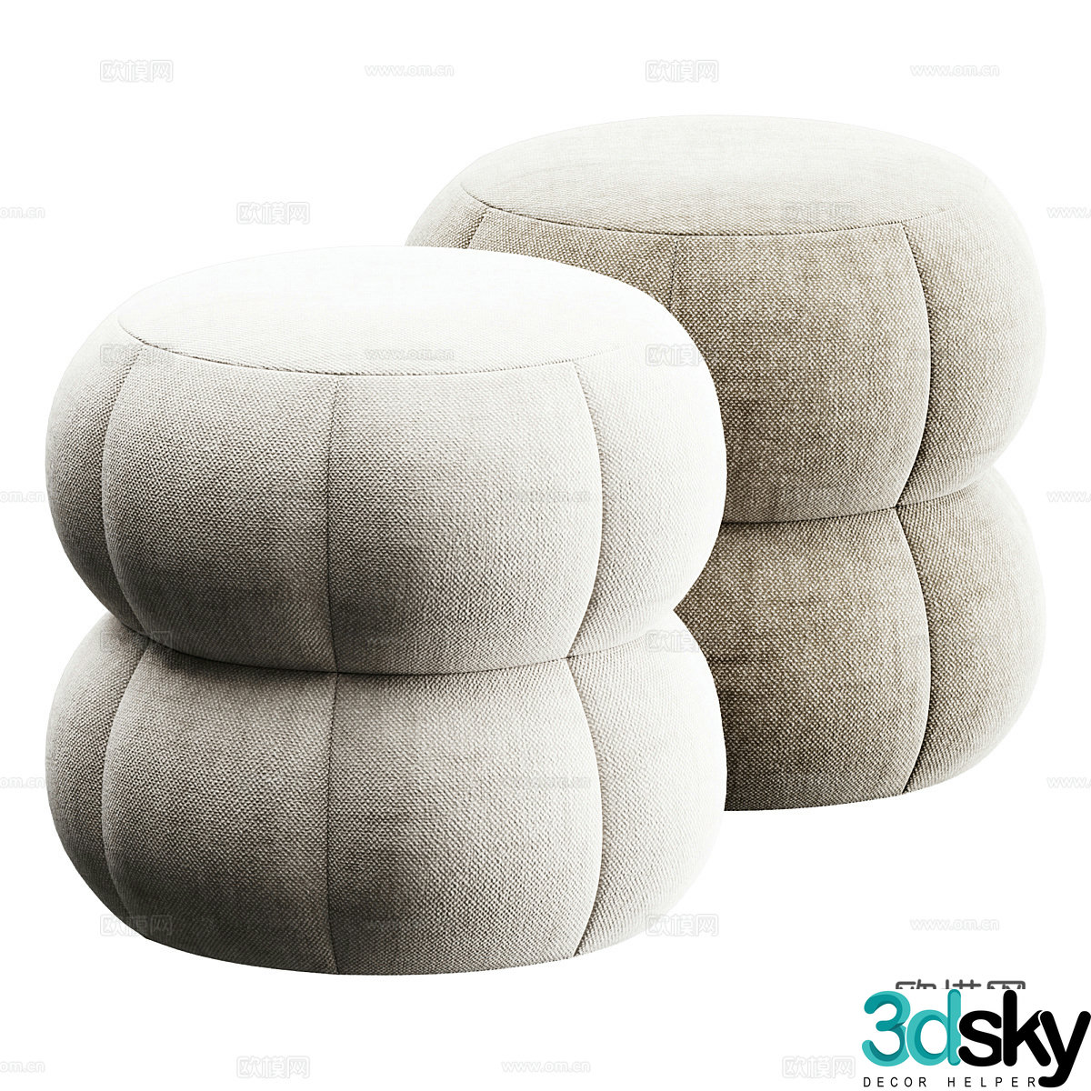 Modern fabric stool 3D model