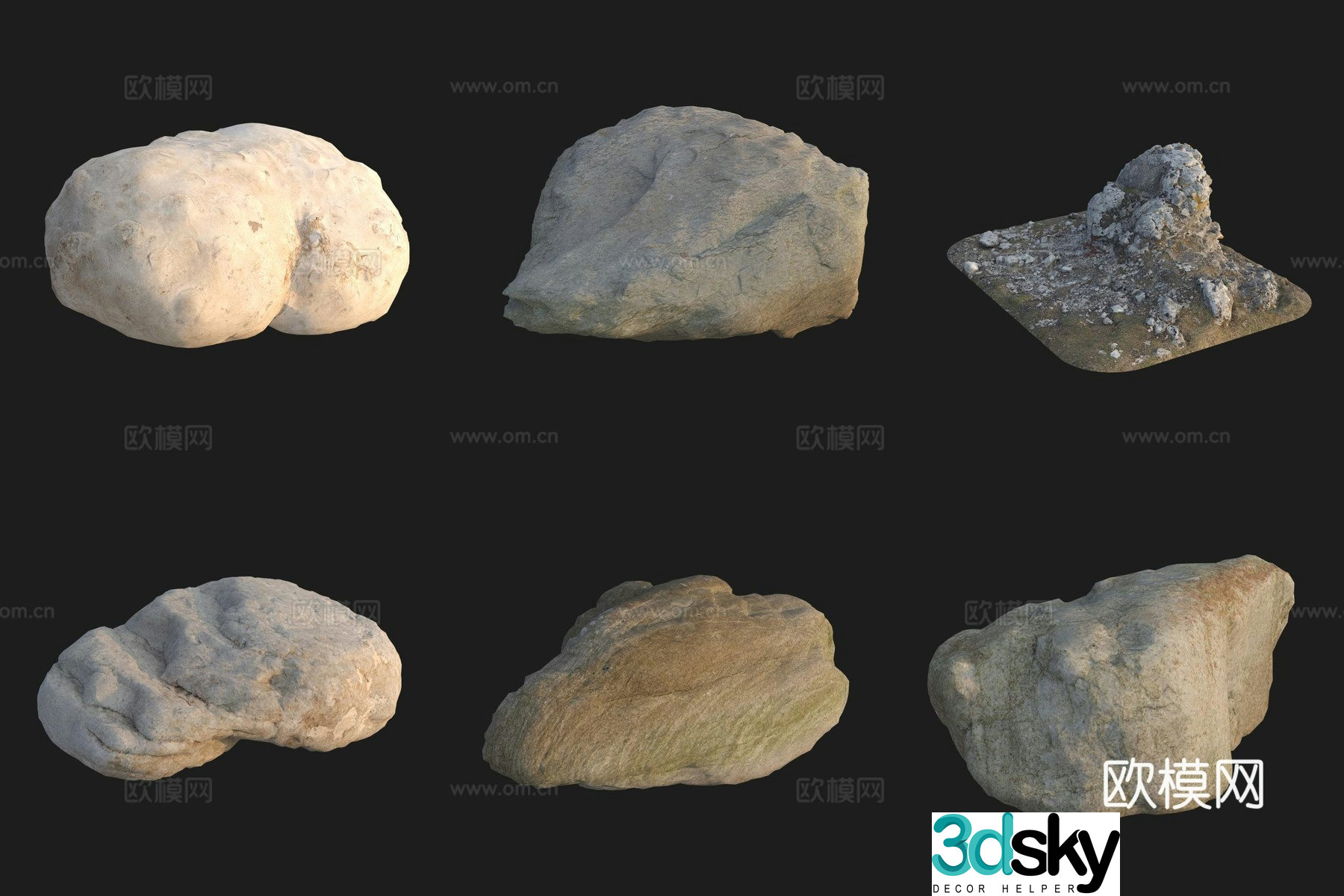 Beach beach stone rock 3d model