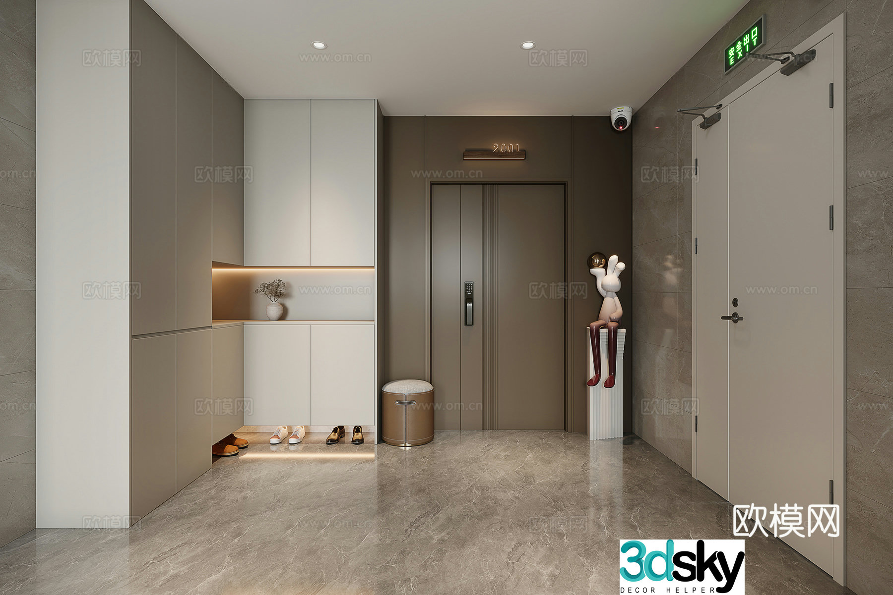 Modern simple entrance hall 3d model
