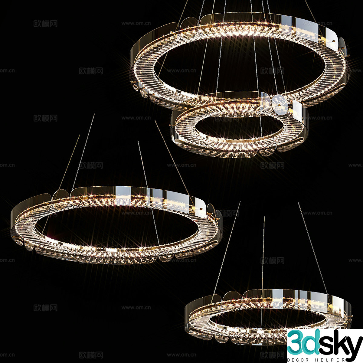 New Chinese style light luxury decorative chandelier 3D model