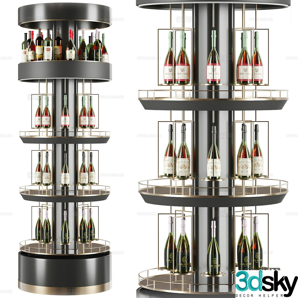 New Chinese light luxury wine display stand 3D model