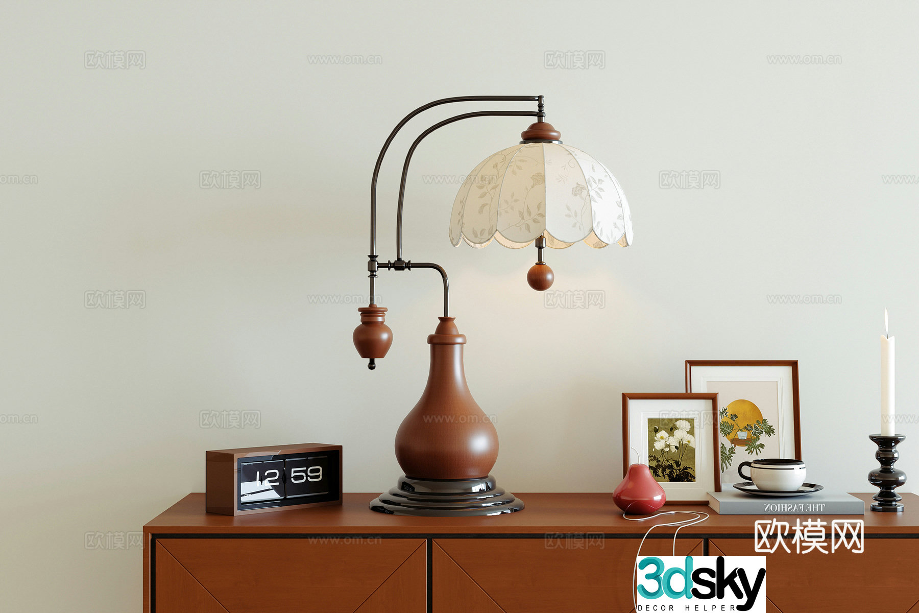 French medieval style table lamp 3d model