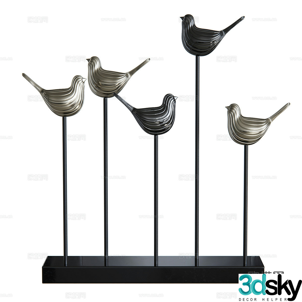 Modern bird sculpture ornament 3d model
