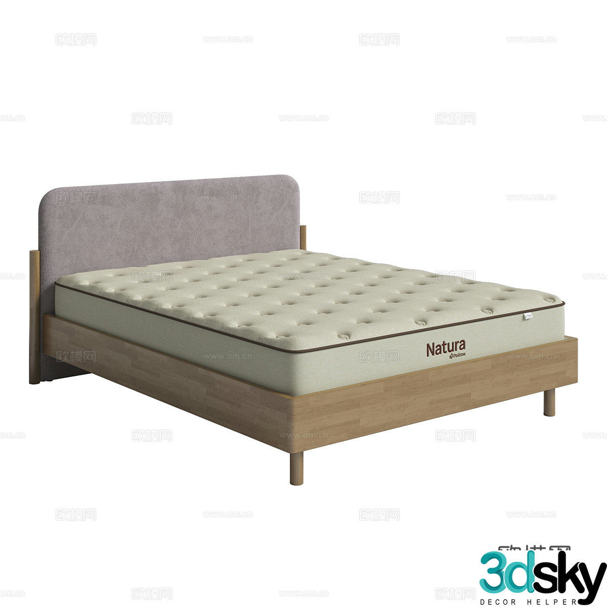 Nordic simple double bed double bed simple bed bedroom bed 3d model